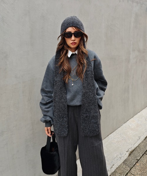 esutoreja（エストレジャ）の「ニットキャップマフラー（マフラー・レディース・グレー/アイボリー/ブラック・FREE）」の7枚目の写真