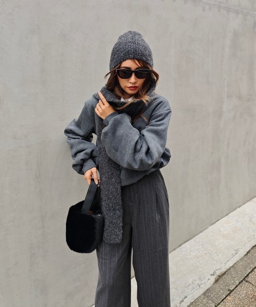 esutoreja（エストレジャ）の「ニットキャップマフラー（マフラー・レディース・グレー/アイボリー/ブラック・FREE）」の8枚目の写真