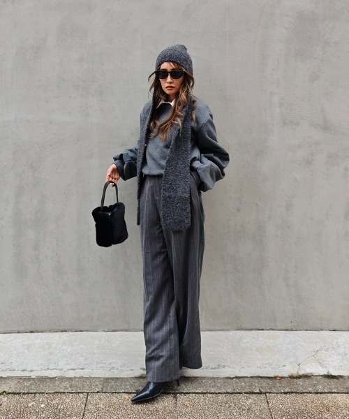 esutoreja（エストレジャ）の「ニットキャップマフラー（マフラー・レディース・グレー/アイボリー/ブラック・FREE）」の9枚目の写真