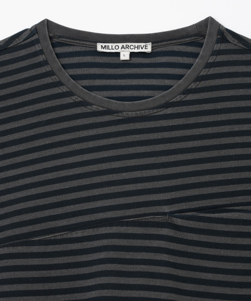 Millo Archive（ミロ アーカイブ）の「スラッシュストライプロングスリーブ[ヴィンテージネイビー]（Tシャツ/カットソー・メンズ・その他・MEDIUM/LARGE/X-LARGE）」の2枚目の写真