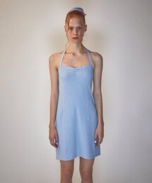 RR HALTER NECK MINI DRESS SKYBLUE