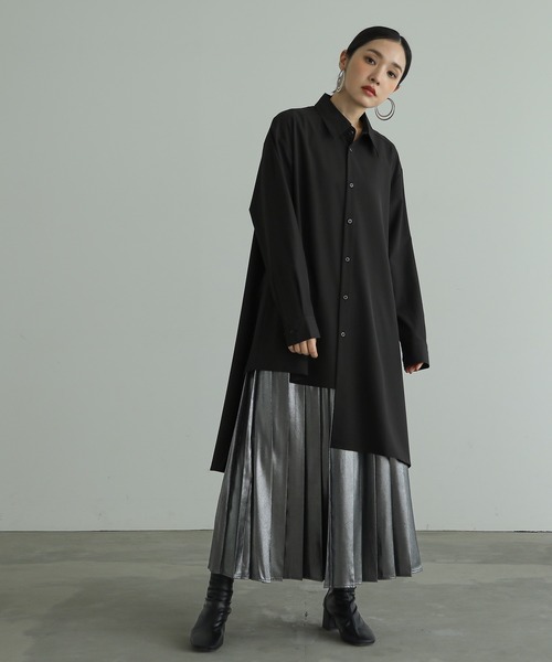 n'OrLABEL(ノアールレーベル)の「左フレアーシャツ(シャツ/ブラウス・レディース・ブラック/オフホワイト/ブルー・FREE)」の7枚目の写真