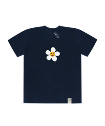 [ユニセックス]ビッグフラワードット半袖Tシャツ_ネイビー