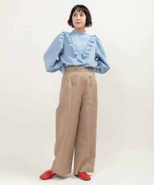 Dot&Stripes CHILD WOMAN(ドットアンドストライプス チャイルドウーマン)の「TCライトオンスデニム Vフリルブラウス(シャツ/ブラウス・レディース・サックスブルー/ブルー・FREE)」の20枚目の写真