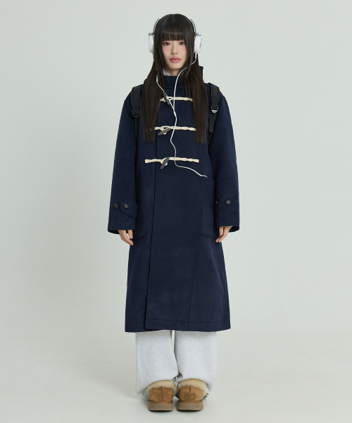 オーバーサイズダッフルロングコートネイビー（ダッフルコート
