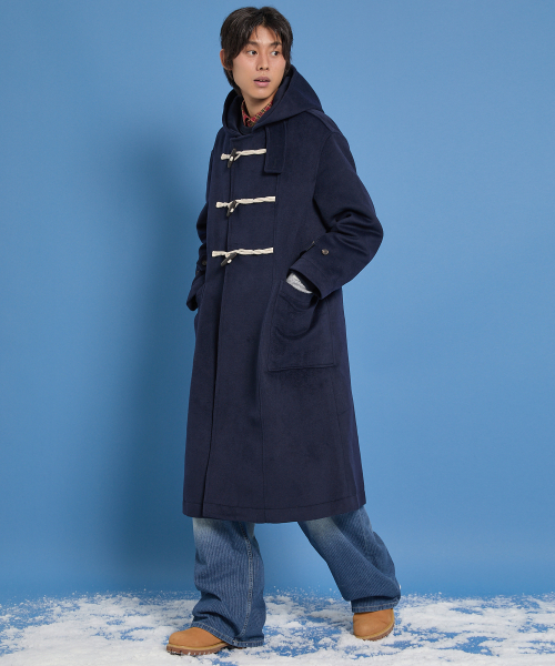 オーバーサイズダッフルロングコートネイビー（ダッフルコート