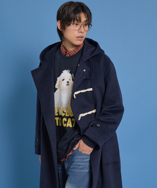 オーバーサイズダッフルロングコートネイビー（ダッフルコート