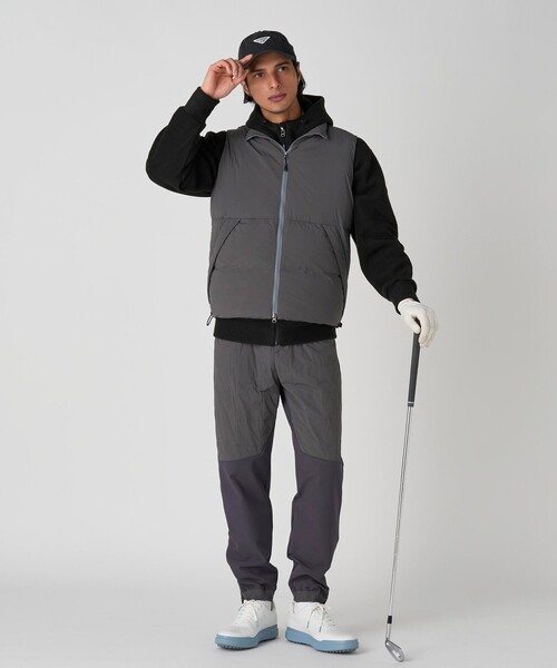 UNITED ARROWS GOLF フード付きジャケット ・パンツセットグレー セール】メンズ コンビ フリース フード ブルゾン（その他アウター