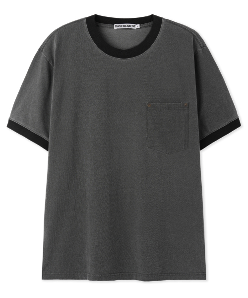 BASEMOMENT(ベースモーメント)の「ピグメントウォッシングリンガーポケットTシャツチャコール(Tシャツ/カットソー・メンズ・その他・MEDIUM/LARGE)」の2枚目の写真