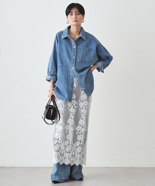 スウィッチデニムシャツ/ブルー（シャツ/ブラウス）｜LOUNGEDRESS