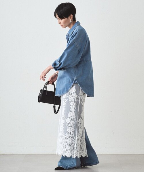 スウィッチデニムシャツ/ブルー（シャツ/ブラウス）｜LOUNGEDRESS