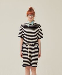 OGGITT（オキット）の「(w) Slounger Jumpsuit Short Sleeve Navy Stripe（つなぎ/オールインワン・レディース）」