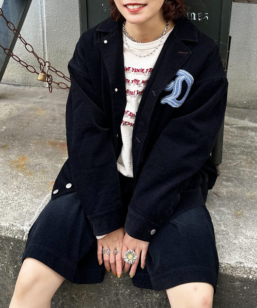 DOUBLE NAME(ダブルネーム)の「フロックツイル Dino CAFE BACK刺しゅうブルゾン(ブルゾン・レディース・ブラウン/ネイビー・FREE)」の14枚目の写真