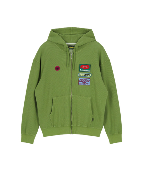 Waffle Zip Hoodie (зелёный) — толстовка с молнией вафельная
