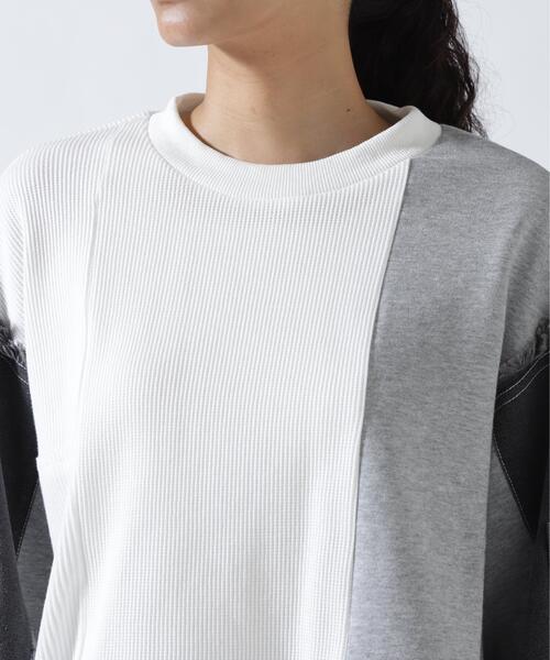 AULA AILA（アウラアイラ）の「AULA AILA/アウラアイラ/別注デニムコンビネーションプルオーバー（Tシャツ/カットソー・レディース・ブラック/ホワイト系2・0）」の13枚目の写真