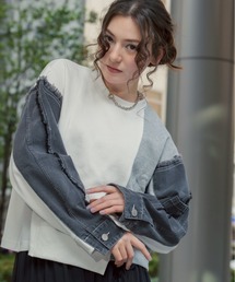 AULA AILA | AULA AILA/アウラアイラ/別注デニムコンビネーションプルオーバー(Tシャツ/カットソー)