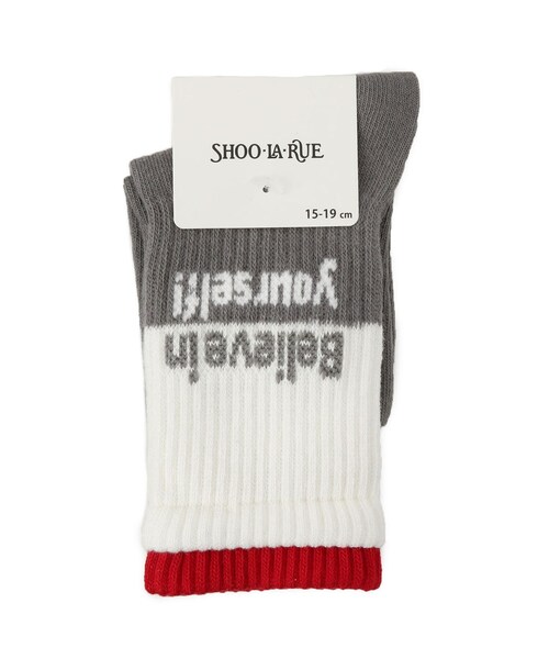 SHOO・LA・RUE(シューラルー)の「二重履き口クルー丈ソックス(ソックス/靴下・キッズ・グレー系4/ブルー系4/ブラック系4・79/75)」の1枚目の写真