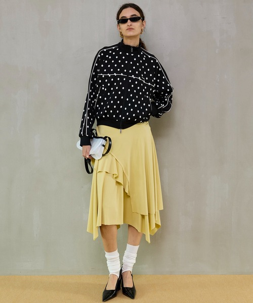 MAISON SPECIAL(メゾンスペシャル)の「Jacquard Jersey Tops/ジャガードジャージトップス(ジャージ・レディース・グリーン/グレー/ブラック・FREE)」の4枚目の写真