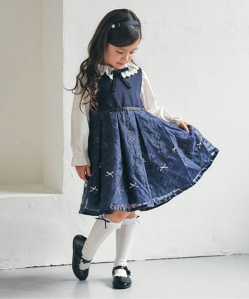 apres les cours（アプレレクール）の「フォーマルフリルハイソックス（ソックス/靴下・キッズ・グレー/オフホワイト/ネイビー・12/21/18/15 ）」の9枚目の写真