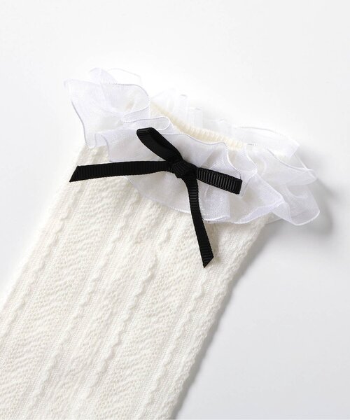 apres les cours（アプレレクール）の「フォーマルフリルハイソックス（ソックス/靴下・キッズ・グレー/オフホワイト/ネイビー・12/21/18/15 ）」の5枚目の写真