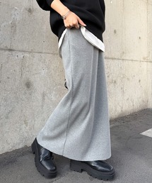 RANAN | ［-3kg見え］セルフカットリブロングナロースカート【4サイズ展開 S/M/L/LL】(スカート)