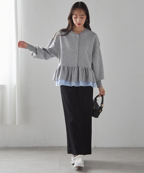 RANAN（ラナン）の「［-3kg見え］セルフカットリブロングナロースカート【4サイズ展開 S/M/L/LL】（スカート・レディース・グレー/ブラック/アイボリー・L/LL/M/S）」の16枚目の写真