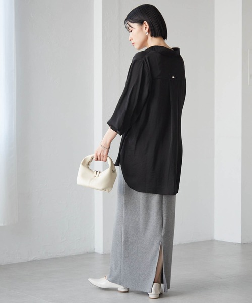 RANAN（ラナン）の「［-3kg見え］セルフカットリブロングナロースカート【4サイズ展開 S/M/L/LL】（スカート・レディース・グレー/ブラック/アイボリー・L/LL/M/S）」の20枚目の写真