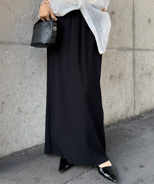 RANAN（ラナン）の「［-3kg見え］セルフカットリブロングナロースカート【4サイズ展開 S/M/L/LL】（スカート・レディース・グレー/ブラック/アイボリー・L/LL/M/S）」の22枚目の写真