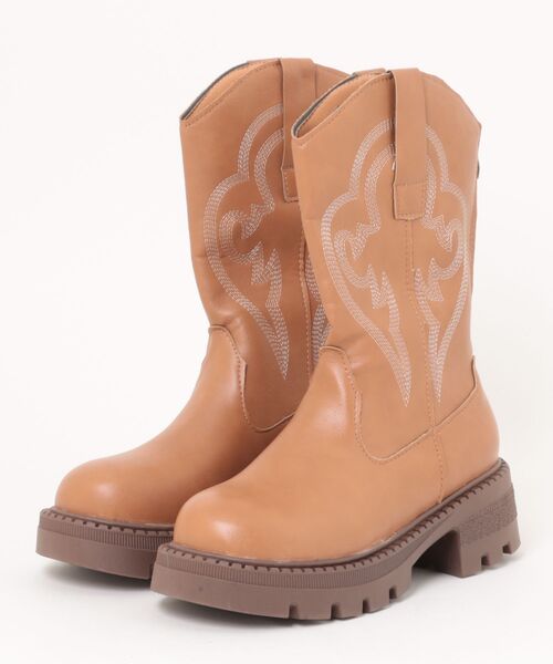 セール】刺繍付き 厚底 ミドル ウエスタン ブーツ（ブーツ）｜Lace