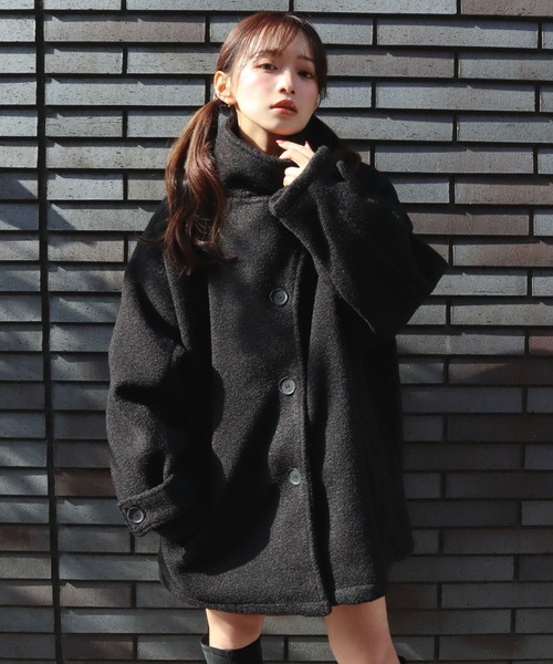 CECIL McBEE（セシルマクビー）の「Fウールリングニットスタンドカラー2WAYコート（その他アウター・レディース・ブラック/モカ・MEDIUM/LARGE）」の5枚目の写真