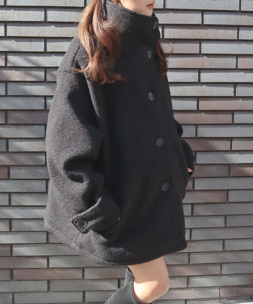 CECIL McBEE（セシルマクビー）の「Fウールリングニットスタンドカラー2WAYコート（その他アウター・レディース・ブラック/モカ・MEDIUM/LARGE）」の8枚目の写真