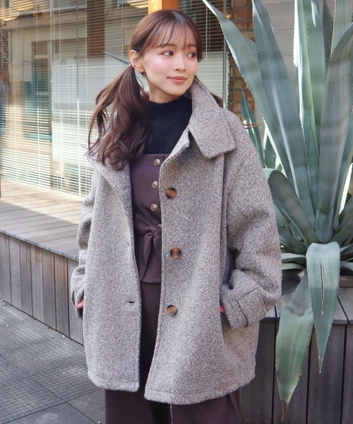 CECIL McBEE（セシルマクビー）の「Fウールリングニットスタンドカラー2WAYコート（その他アウター・レディース・ブラック/モカ・MEDIUM/LARGE）」の11枚目の写真