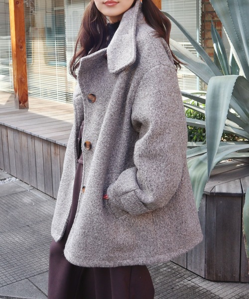 CECIL McBEE（セシルマクビー）の「Fウールリングニットスタンドカラー2WAYコート（その他アウター・レディース・ブラック/モカ・MEDIUM/LARGE）」の12枚目の写真