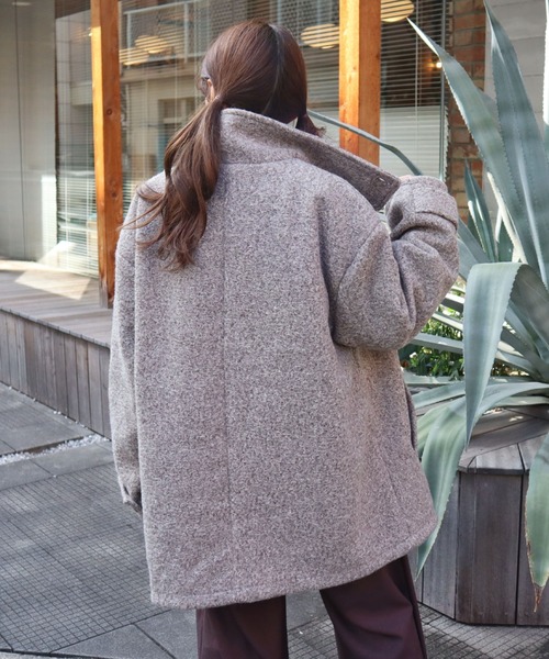 CECIL McBEE（セシルマクビー）の「Fウールリングニットスタンドカラー2WAYコート（その他アウター・レディース・ブラック/モカ・MEDIUM/LARGE）」の13枚目の写真