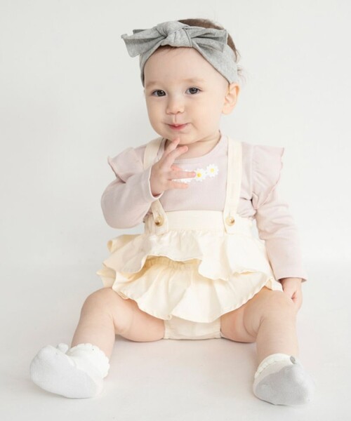 BRANSHES(ブランシェス)の「【お花シリーズ】サス付ジャンパースカート(その他ベビー用品・キッズ・ブルー/アイボリー・80)」の2枚目の写真