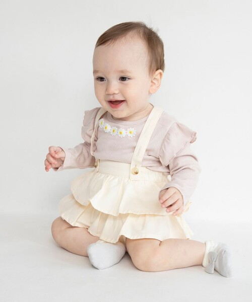 BRANSHES(ブランシェス)の「【お花シリーズ】サス付ジャンパースカート(その他ベビー用品・キッズ・ブルー/アイボリー・80)」の4枚目の写真