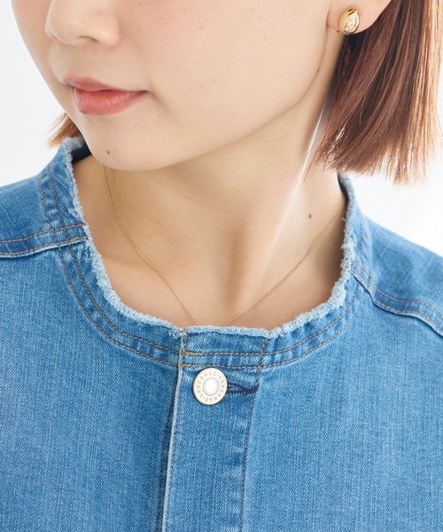 LAVEANGE（ラビアンジェ）の「ノーカラーデニムジャケット（デニムジャケット・レディース・ブルー・M/LL/3L/4L/5L）」の12枚目の写真