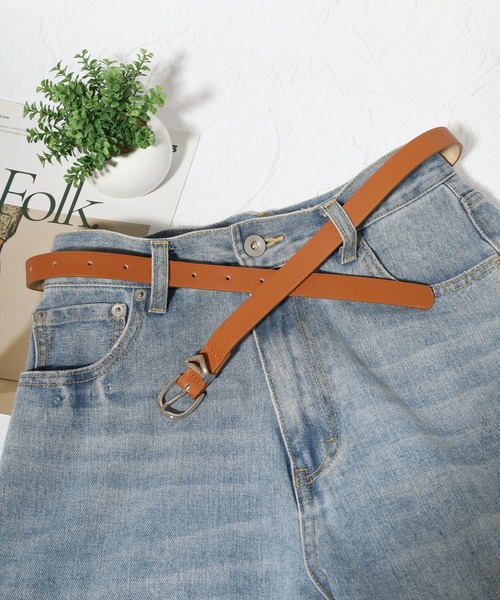 FUNALIVE（ファンアライブ）の「シンプル　V字型バックル 　スリムベルト（ベルト・レディース・ブラック/シルバー/ダークブラウン/レッド系その他/ブラウン・FREE）」の3枚目の写真