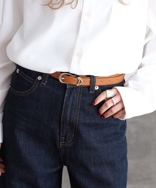 FUNALIVE（ファンアライブ）の「シンプル　V字型バックル 　スリムベルト（ベルト・レディース・ブラック/シルバー/ダークブラウン/レッド系その他/ブラウン・FREE）」の21枚目の写真