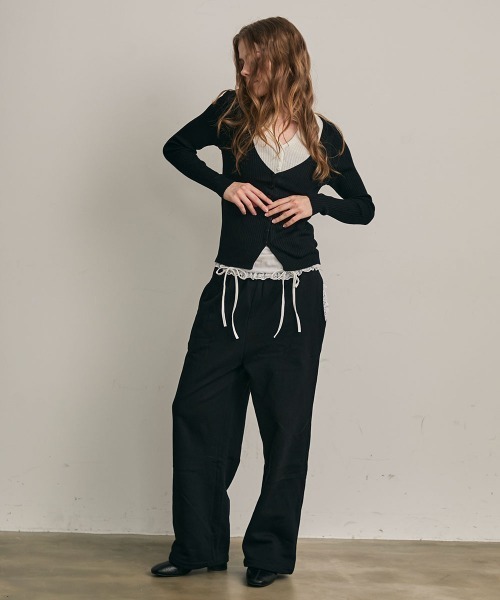 Clum(クルム)の「ダブルウエストレースデザインスウェットパンツ(スウェットパンツ・レディース・ブラック・FREE)」の12枚目の写真