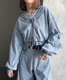 PAGEBOY | <まるでデニム見え!/紫外線カット/接触冷感>マルデニZIPボレロ(カーディガン/ボレロ)