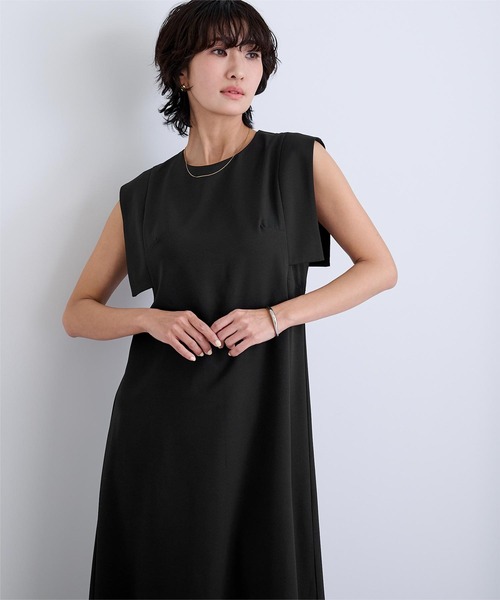 UR'S(ユアーズ)の「スクエアスリーブロングワンピース(ワンピース・レディース・ベージュ/ブラック/グレー・L/M/S)」の4枚目の写真