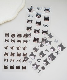 Jelly moo（ジェリームー）の「【 Jelly moo / ジェリームー 】 ３枚入り ぷっくり & ノーマル 猫フェイス ステッカー / シール（ステッカー/テープ）」