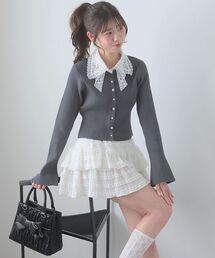 MAJESTIC LEGON | リボンレース襟ニットカーディガン(カーディガン/ボレロ)