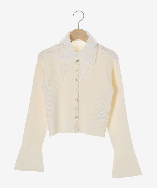 MAJESTIC LEGON(マジェスティックレゴン)の「リボンレース襟ニットカーディガン(カーディガン/ボレロ・レディース・アイボリー/ブラック/ピンク/ライトグレー/チャコールグレー・MEDIUM)」の17枚目の写真