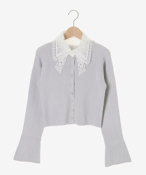 MAJESTIC LEGON(マジェスティックレゴン)の「リボンレース襟ニットカーディガン(カーディガン/ボレロ・レディース・アイボリー/ブラック/ピンク/ライトグレー/チャコールグレー・MEDIUM)」の15枚目の写真