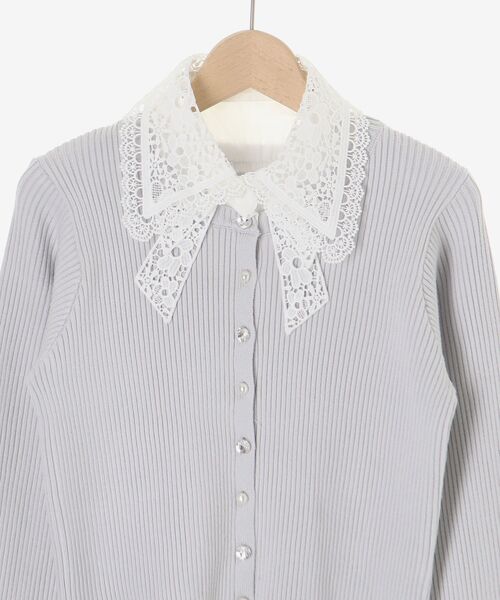 MAJESTIC LEGON(マジェスティックレゴン)の「リボンレース襟ニットカーディガン(カーディガン/ボレロ・レディース・アイボリー/ブラック/ピンク/ライトグレー/チャコールグレー・MEDIUM)」の12枚目の写真