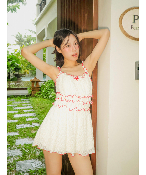 ASURA（アスラ）の「LACE SHIRRING OPS (CREAM)（ワンピース・レディース・その他・ONE SIZE）」の2枚目の写真