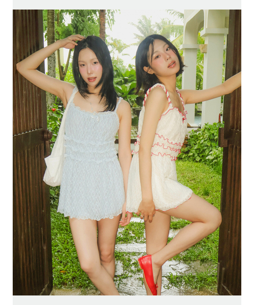ASURA（アスラ）の「LACE SHIRRING OPS (CREAM)（ワンピース・レディース・その他・ONE SIZE）」の4枚目の写真