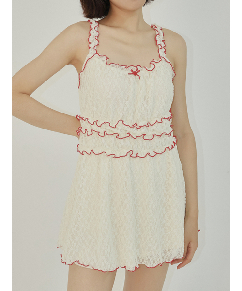 ASURA（アスラ）の「LACE SHIRRING OPS (CREAM)（ワンピース・レディース・その他・ONE SIZE）」の9枚目の写真
